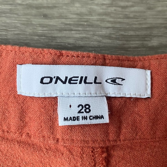 New O'Neill Morrison Rust Orange Beachy Linen Blend Shorts 28 - Picture 10 of 10